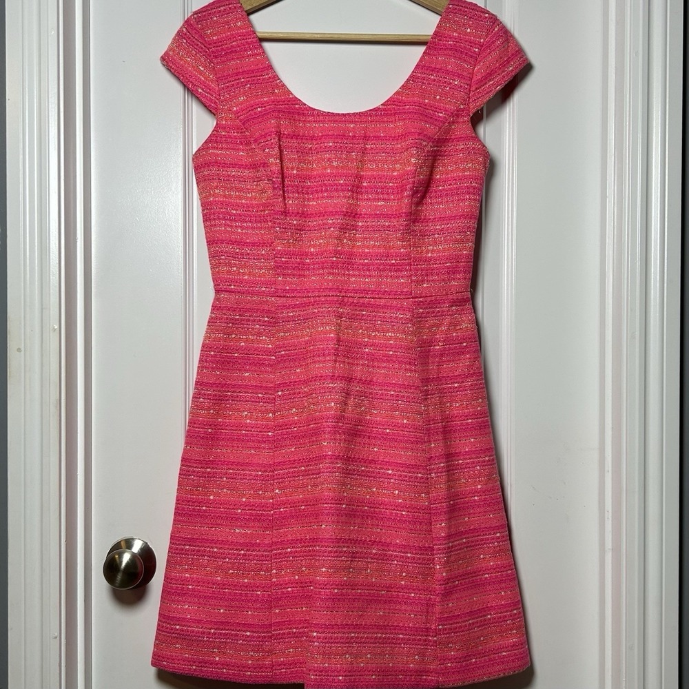 Lilly Pulitzer Hot Pink Tweed Cap Sleeve Fit Flare‎ Mini Dress Barbiecore Style